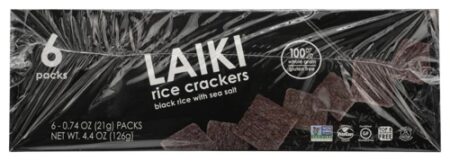 Laiki Rice Crackers Black Rice with Sea Salt -- 0.74 oz Each / Pack of 6