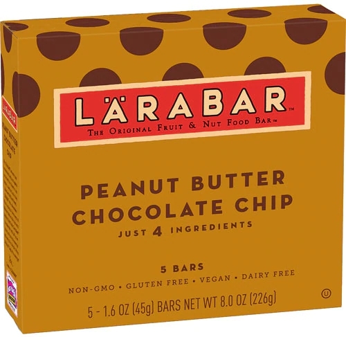 Larabar Barra de Frutas e Castanhas com Chocolate e Amendoim - 5 Barras Sem Glúten