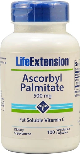 Life Extension Ascorbil Palmitato - 500mg - 100 Cápsulas Vegetais - Vitamina C Potente