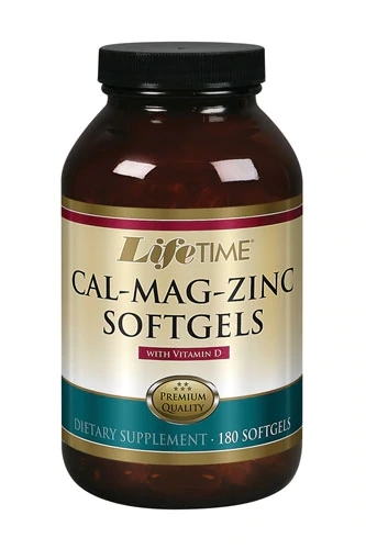 Lifetime Cal-Mag-Zinc com Vitamina D - 180 Cápsulas Softgel para Ossos Fortes