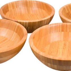 Conjunto 4 Tigelas Pequenas de Bambu para Salada Lipper - 1 Litro Total (Aprox. 250ml Cada)