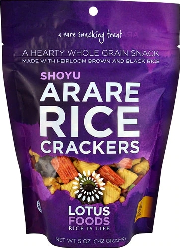 Biscoitos de Arroz Lotus Foods Shoyu Sem Glúten - 142g