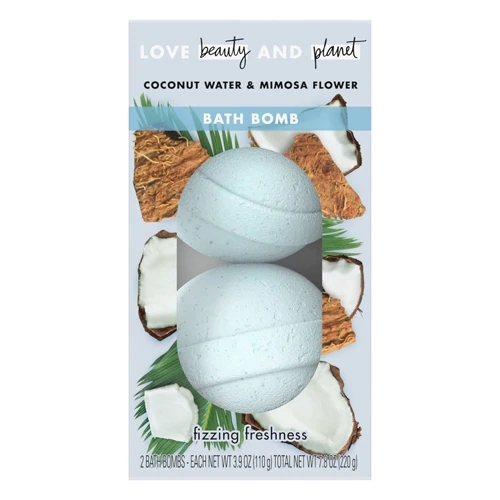 Bombas de Banho Love Beauty and Planet Água de Coco e Flor de Mimosa - 2 Unidades (Aprox. 200g)