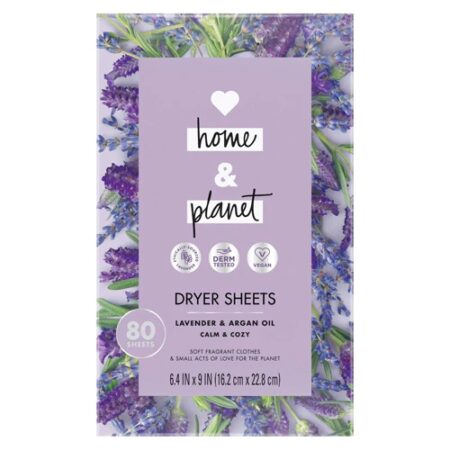 Love Home & Planet Dryer Sheets Lavender & Argan Oil -- 80 Sheets