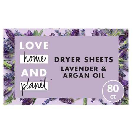 Love Home & Planet Dryer Sheets Lavender & Argan Oil -- 80 Sheets Each / Pack of 2