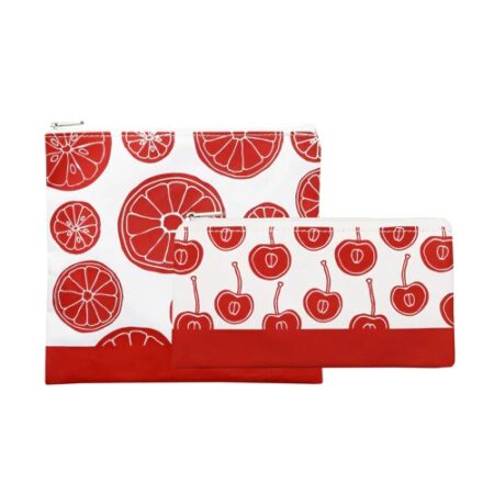 Lunchskins Reusable Sandwich and Snack Zippered- Red-White -- 2 Set