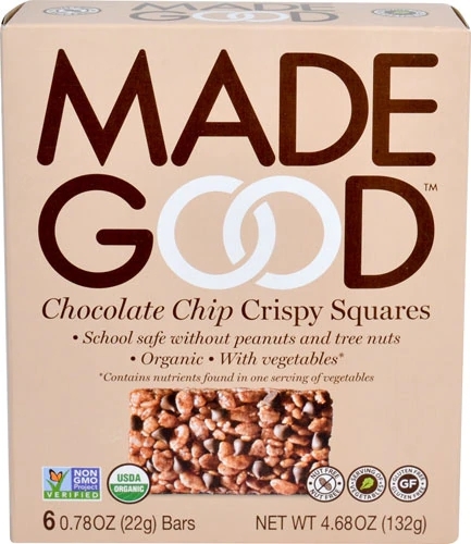 MadeGood Barras Crocantes Orgânicas Sem Glúten Chocolate Chip - 6 Unidades (Aprox. 168g)