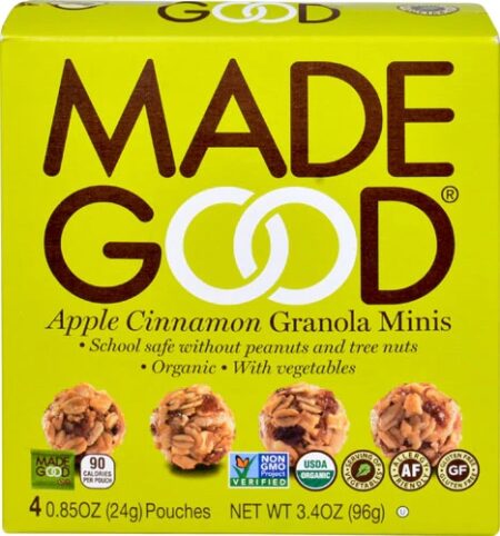 MadeGood Organic Granola Minis Gluten Free Apple Cinnamon -- 4 Pouches