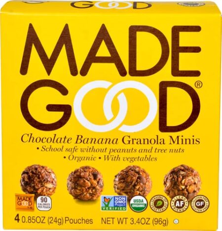 MadeGood Organic Granola Minis Gluten Free Chocolate Banana -- 4 Pouches