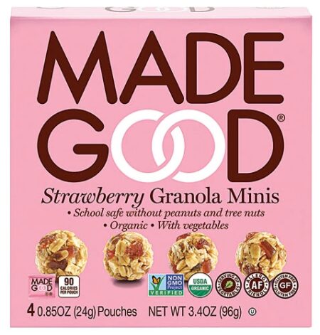 MadeGood Organic Granola Minis Gluten Free Strawberry -- 4 Pouches