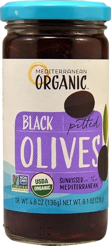 Azeitonas Pretas Orgânicas Mediterrâneas Sem Caroço - 229g