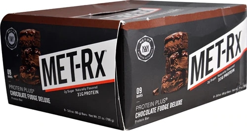 MET-Rx Protein Plus Bars Chocolate Fudge Deluxe - 9 Barras - Energia e Recuperação Muscular