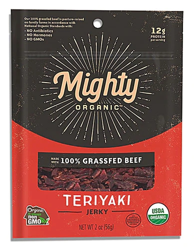 Jerky de Carne Bovina Orgânica Mighty Beef Teriyaki Sem Glúten - 57g