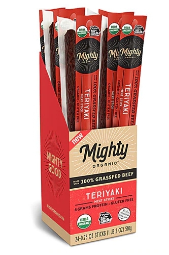 Mighty Organic Carne Bovina Grassfed Teriyaki - 24 Unidades - 454g