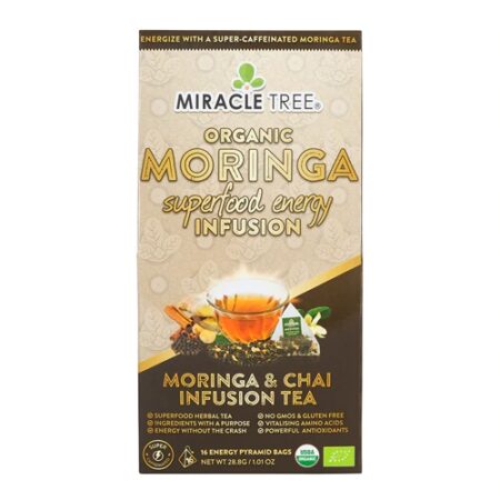 Miracle Tree Organic Moringa Superfood Energy Infusion Tea Chai -- 16 Energy Pyramid Bags