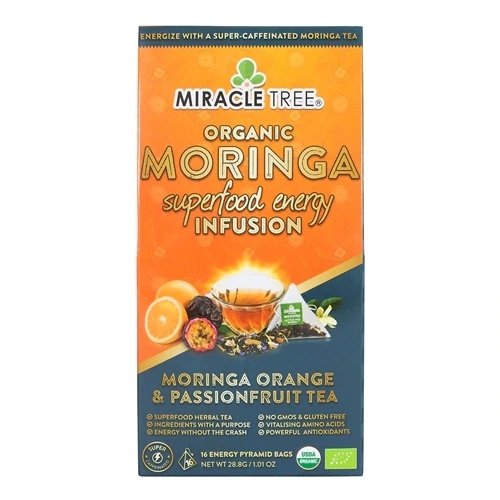 Miracle Tree Chá de Moringa Orgânica Energia Laranja e Maracujá - 32g (16 Sachês)