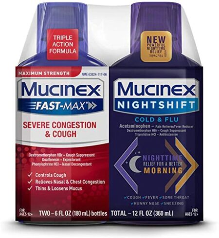 Mucinex Fast-Max® DM Max & Night Shift Cold & Flu -- 6 fl oz Each / Pack of 2