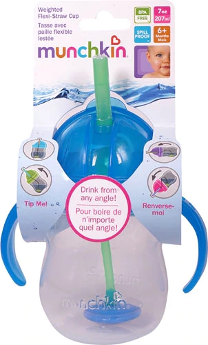 Copo com Canudo Ponderado Munchkin Flexi-Straw 207ml: Transição Fácil e Segura para Bebês