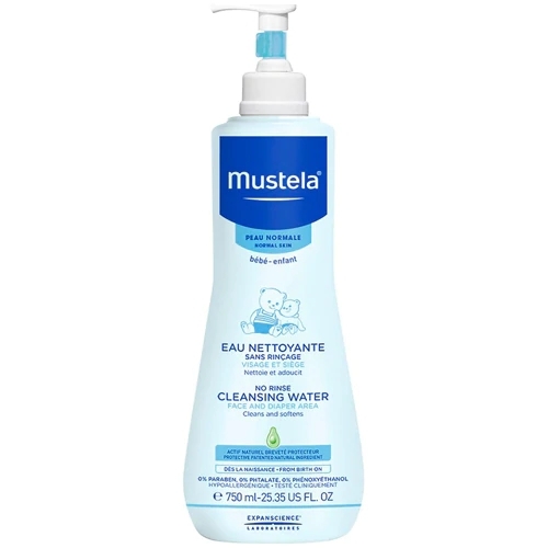 Mustela Água de Limpeza Sem Enxágue para Rosto e Fralda - 750ml