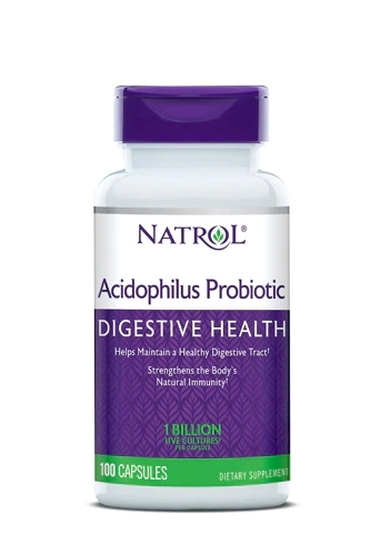 Natrol Acidophilus Probiótico Saúde Digestiva - 100mg - 100 Cápsulas | Suporte Intestinal Essencial