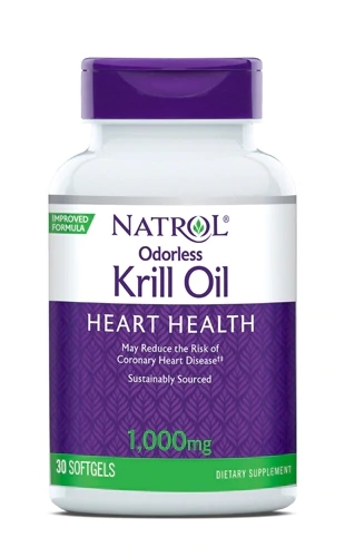 Natrol Krill Oil Heart Health Sem Odor 30 Cápsulas Gelatinosas - Saúde Cardiovascular 1000mg