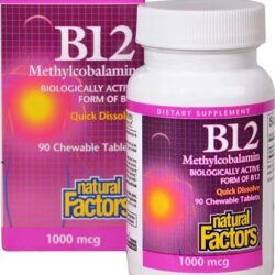 Natural Factors Vitamina B12 Metilcobalamina 1000mcg - 90 Comprimidos Mastigáveis