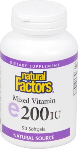 Natural Factors Vitamina E Mista 200 UI - 90 Cápsulas Softgel - Antioxidante Poderoso