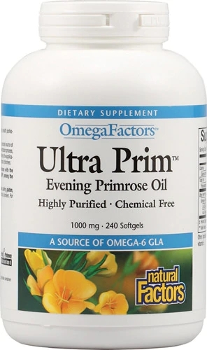 Natural Factors Ultra Prim™ Óleo De Prímula 1000mg - 240 Cápsulas Gelatinosas - Bem-Estar Feminino