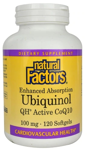Natural Factors Ubiquinol Active CoQ10 100mg - 120 Cápsulas: Energia e Bem-Estar Celular