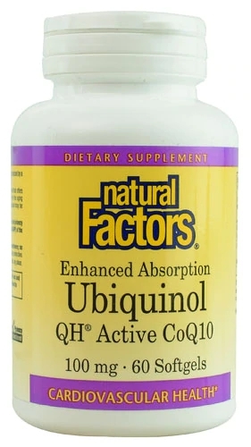 Natural Factors Ubiquinol QH® 100mg: CoQ10 Ativa para Energia e Bem-Estar - 60 Cápsulas Gelatinosas