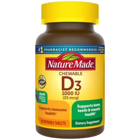 Nature Made Chewable D3 for Adults Grape -- 1000 IU - 120 Chewable Tablets