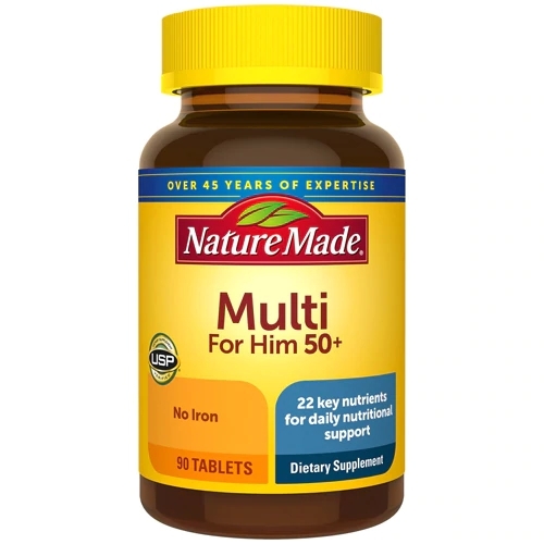Nature Made Multi Men 50+ Multivitamínico - 90 Comprimidos | Suporte Essencial para Homens Acima de 50 Anos