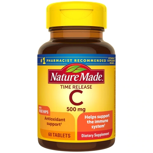 Nature Made Vitamina C Liberação Lenta com Rosa Mosqueta - 500 mg - 60 Comprimidos