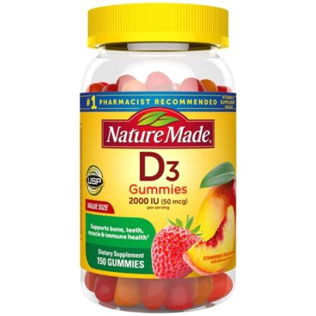 Nature Made Vitamin D3 Adult Gummies Strawberry, Peach & Mango -- 150 Gummies