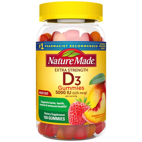Nature Made Vitamina D3 Adult Gummies Morango Pêssego e Manga - 150 Gomas