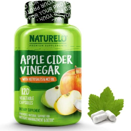 NATURELO Apple Cider Vinegar with Keto Salts & MCT Oil -- 120 Vegetable Capsules