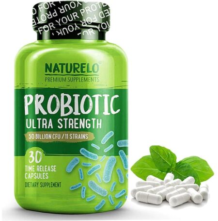 NATURELO Ultra Strength Probiotic -- 50 billion CFU - 30 Time Release Caps