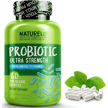 NATURELO Ultra Strength Probiotic -- 50 billion CFU - 60 Time Release Caps