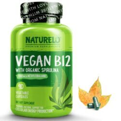 NATURELO Vitamina B12 Vegana com Espirulina Orgânica - 90 Cápsulas Vegetais