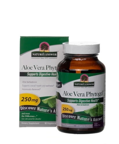 Nature's Answer Aloe Vera Phytogel 250mg - 90 Cápsulas Vegetarianas | Saúde Digestiva e Bem-Estar