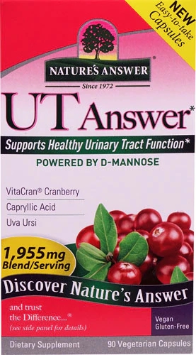 Nature's Answer UT Answer com D-Mannose - 1955 mg - 90 Cápsulas Vegetarianas