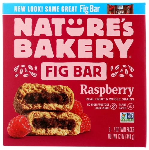 Barras de Figo Integral Stone Ground Nature's Bakery, Framboesa - 6 Pacotes Duplos (Aprox. 312g)