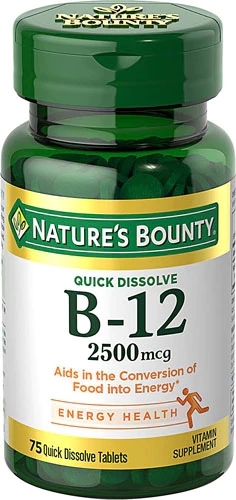 Nature's Bounty Vitamina B12 2500mcg - Sabor Cereja Natural - 70 Comprimidos de Dissolução Rápida