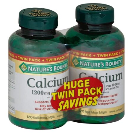 Nature's Bounty Calcium Plus Vitamin D3 120 Softgels Twin Pack -- 1200 mg - 240 Rapid Release Softgels