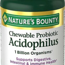 Nature's Bounty Probiótico Acidophilus Mastigável Sabor Morango Natural - 1 Bilhão UFC - 100 Tabletes Mastigáveis