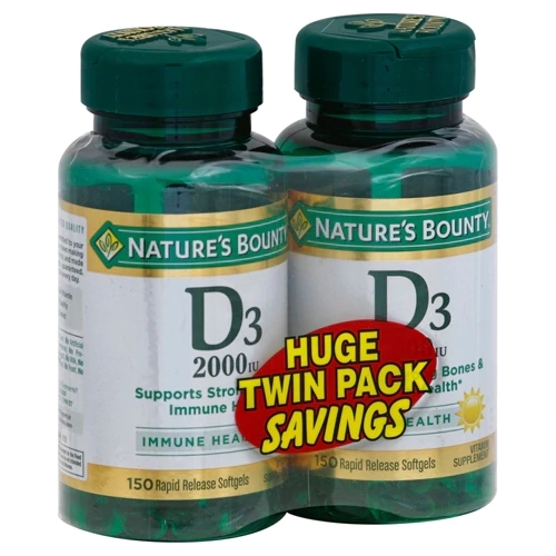 Nature's Bounty Vitamina D3 2000 UI - 300 Cápsulas Gelatinosas de Liberação Rápida (Twin Pack)
