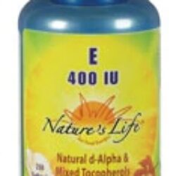 Nature's Life Vitamina E d-Alpha e Tocoferóis Mistos - 400 UI - 250 Cápsulas Gelatinosas