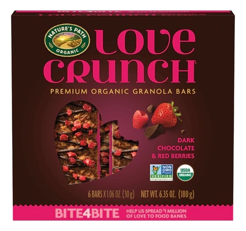 Nature's Path Love Crunch Barras de Granola Orgânica Chocolate Amargo e Frutas Vermelhas 6 Barras (Aprox. 180g)