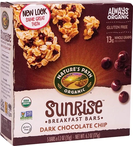 Barras de Granola Orgânica Nature's Path Sem Glúten Chocolate Amargo - Caixa com 5 Barras (Aprox. 200g)