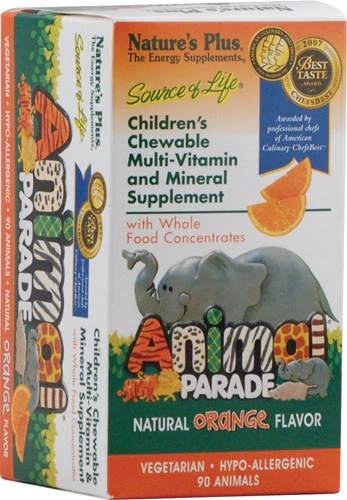Nature's Plus Animal Parade Multivitamínico Infantil Sabor Laranja 90 Comprimidos Mastigáveis